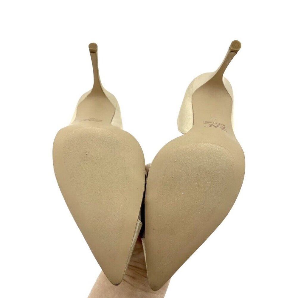 Zac Zac Posen Pumps Valerian Tan Fabric Pointed Toe Heels SZ 7 NEW - Picture 9 of 12